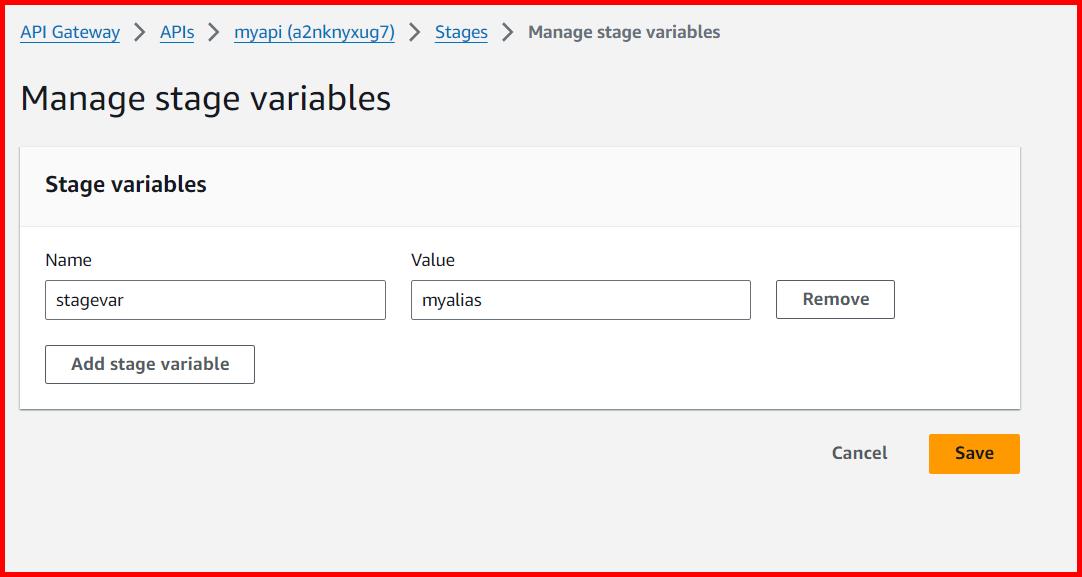 Picture showing adding the stage variable